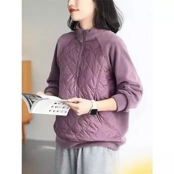 Johnature Niche Splicing Повседневный свободный винтажный женский зимний однотонный модный китайский стиль Топы M чёрный