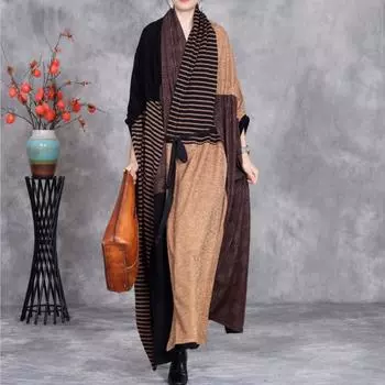 Johnature Нишевый винтажный модный сращивающийся нерегулярный жилет женский зимний V-образный вырез пальто в китайском стиле One Size кофейный