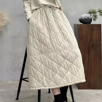 Johnature Однотонная ретро-юбка А-силуэта женская зимняя нишевая повседневная винтажная индивидуальная юбка One Size бежевый