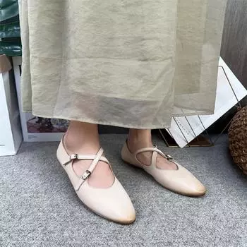 Johnature однотонная женская обувь из натуральной кожи с острым носком и пряжкой на ремешке, повседневная женская обувь на плоской подошве 35 бежевый