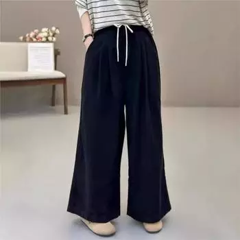 Johnature Осенние повседневные универсальные хлопковые широкие брюки Простые широкие прямые брюки женские One Size