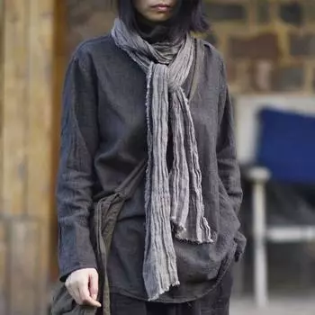 Johnature, осенние женские винтажные шарфы в стиле ретро, хлопковый и льняной удобный серый женский зимний теплый шарф в китайском стиле One Size серый