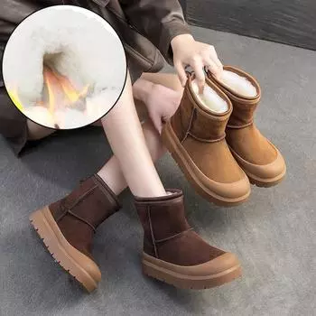 Johnature Plush Теплые Удобные Шерстяные Ботинки Для Сноуборда Толстая Подошва Противоскользящие Короткие Ботинки Женская Обувь 35 хаки