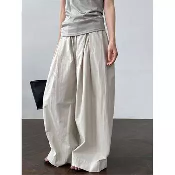 Johnature Повседневные Простые Универсальные Брюки Женские Летние Тонкие Повседневные Брюки M бежевый