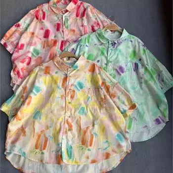 Johnature повседневные японские топы, летняя мода, хлопковые свободные рубашки с отложным воротником и принтом граффити, нерегулярные женские рубашки