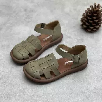 Johnature повседневные сандалии из натуральной кожи, женские универсальные дышащие удобные туфли на мягкой подошве на плоской подошве 35 бежевый