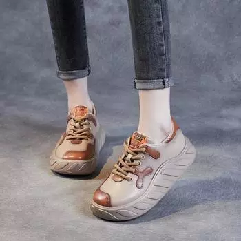 Johnature повседневные туфли на плоской платформе на толстой подошве, женская обувь разных цветов из натуральной кожи на шнуровке