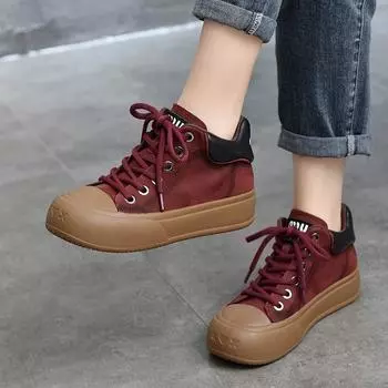 Johnature, повседневные женские туфли из натуральной кожи на плоской платформе, удобные универсальные короткие ботинки на толстой подошве 35 хаки