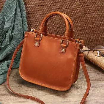 Johnature, простая сумка-тоут из натуральной кожи, винтажная женская сумка из натуральной яловой кожи, универсальные однотонные сумки на плечо и через плечо чёрный