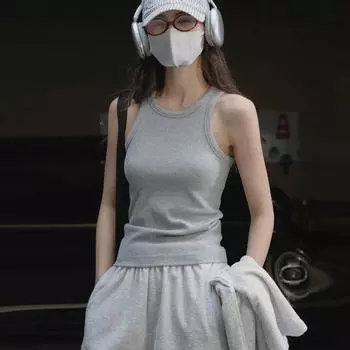 Johnature простой жилет без рукавов, удобный топ-гонщик, женские летние повседневные топы без рукавов S чёрный