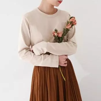 Johnature простые однотонные женские топы, повседневные свободные хлопковые женские футболки с длинными рукавами S чёрный