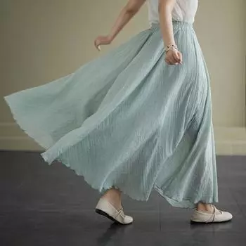 Johnature Простые юбки, летние, повседневные, однотонные, с эластичной резинкой на талии, свободная подкладка, универсальные женские юбки One Size бежевый