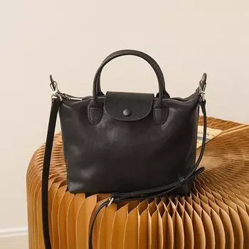 Johnature Простые универсальные женские сумки из натуральной кожи, однотонные сумки на ремне из натуральной мягкой коровьей кожи чёрный