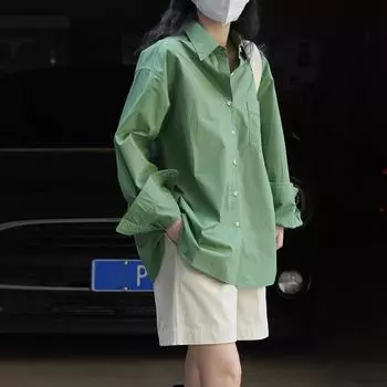Johnature, простые женские рубашки с отложным воротником, весна-лето, повседневные универсальные модные корейские свободные женские блузки One Size белый