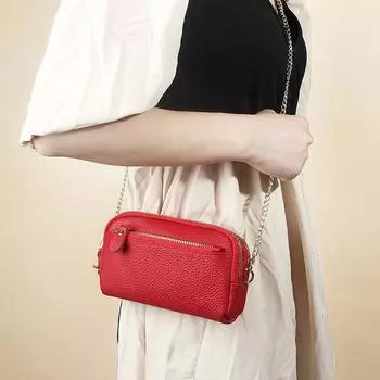 Johnature простые женские сумки на плечо из натуральной кожи, универсальная сумка на цепочке для мобильного телефона, модный большой клатч, кошелек чёрный