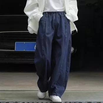 Johnature японские повседневные джинсовые брюки полной длины, весна-лето, корейские женские брюки с эластичной резинкой на талии, высокие свободные карманы