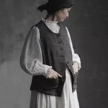 Johnature японские жилеты без рукавов куртки осень-зима винтажные однобортные свободные женские пальто на пуговицах One Size коричневый