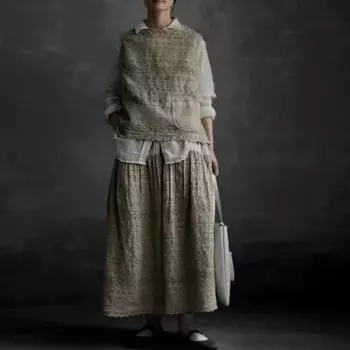 Johnature японские жилеты без рукавов с разрезами женские осенние винтажные однотонные универсальные свободные жилеты с круглым вырезом One Size легкие хаки