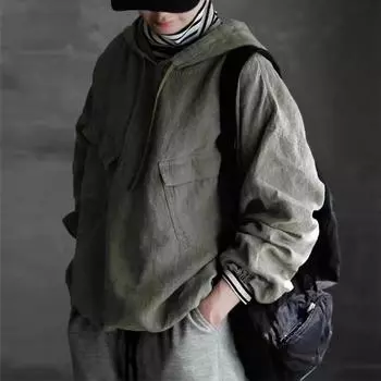 Johnature японский Разное Ленивый Ретро Толстовка с Капюшоном Женский Весенний Толстый Льняной Свободный Повседневный Пуловер Толстовка One Size чёрный