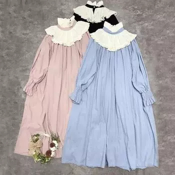 Johnature японский стиль осень-весна ретро платье с рюшами по краям винтажные хлопковые лоскутные свободные повседневные женские платья