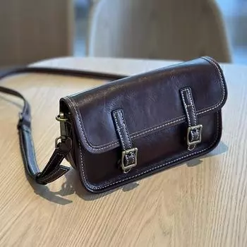 Johnature Ретро натуральная кожа женская маленькая сумка коровья кожа однотонный цвет универсальные сумки через плечо чёрный