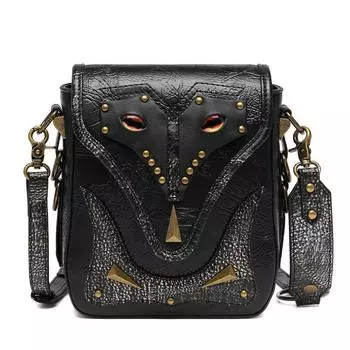 Johnature ретро с заклепками, мото и байкерские женские сумки на плечо, модные универсальные черные женские маленькие сумки через плечо чёрный