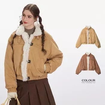 Johnature Retro Stand Collar Winter Casual Women American Loose Short Thickened Warm Coats S света кофе