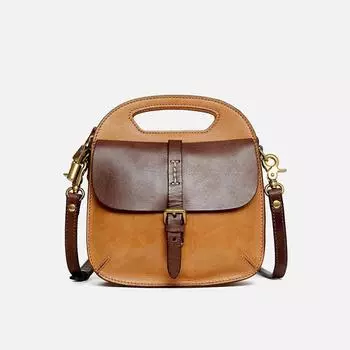 Johnature Ретро женская седельная сумка из натуральной кожи, универсальные модные однотонные сумки из воловьей кожи на плечо и через плечо синий