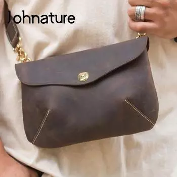 Johnature ручной работы в стиле ретро Crazy Horse кожаная женская сумка для отдыха из натуральной коровьей кожи сумки на плечо для мобильного телефона жёлтый