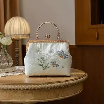 Johnature шелковая вышитая металлическая пряжка антикварная сумка женская сумка Cheongsam универсальные женские сумки на плечо с цветочным принтом белый