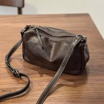 Johnature Soft Cowhide Small Bag Fashion Handheld Pillow Bag Casual Genuine Leather Women s Shoulder Bags чёрный