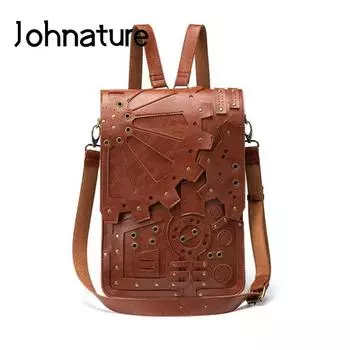 Johnature стимпанк Ретро сумка на плечо женский рюкзак высокого качества из искусственной кожи Многофункциональный модный женский школьный портфель кофейный