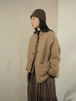 Johnature стирка в китайском стиле льняная хлопковая одежда женская весенняя индивидуальная винтажная хлопковая одежда One Size света кофе