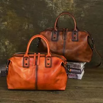 Johnature Сумка из натуральной кожи в стиле ретро, однотонная, большая вместительная женская сумка, универсальные сумки через плечо коричневый