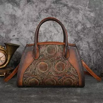 Johnature Сумка из тисненой кожи в китайском стиле в стиле ретро, модная женская сумка большой вместимости, сумки через плечо бежевый