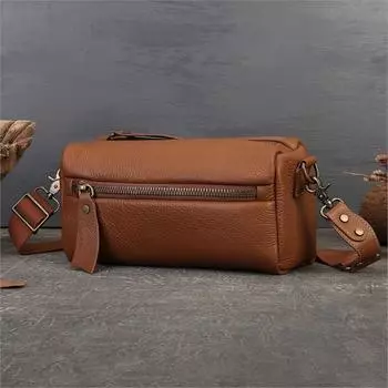 Johnature Сумка-подушка из натуральной кожи в стиле ретро, однотонная воловья кожа, большая вместимость, женские сумки через плечо чёрный