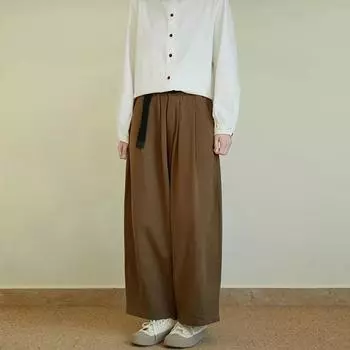 Johnature Свободные повседневные брюки в стиле ретро, женские модные широкие прямые укороченные японские брюки One Size темные хаки