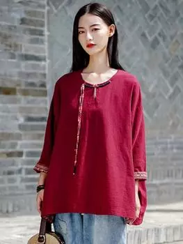 Johnature свободные ретро пуговицы однотонные женские футболки с рукавами «летучая мышь» летние простые модные футболки