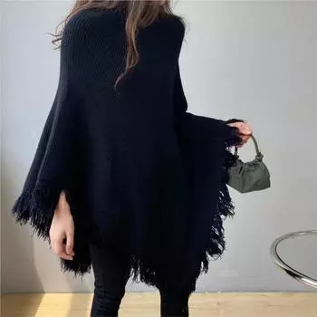 Johnature Свободный свитер асимметричного кроя осень-зима корейский платок с высоким воротом однотонный повседневный женский свитер One Size зелёный