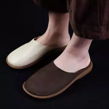 Johnature тапочки из коровьей кожи с круглым носком на плоской подошве, удобная универсальная женская обувь из натуральной кожи на мягкой подошве