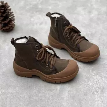 Johnature, теплые хлопковые сапоги из натуральной кожи, утепленная женская обувь ручной работы из воловьей кожи в стиле ретро