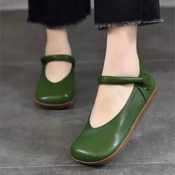 Johnature/туфли из натуральной кожи в стиле ретро с квадратным носком на мелкой плоской подошве, однотонная универсальная женская обувь на мягкой подошве 35 абрикосовый