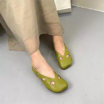 Johnature, туфли на плоской подошве с отверстиями в стиле ретро, лоферы из натуральной кожи, женские туфли без шнуровки с квадратным носком и неглубоким носком 35 верблюд