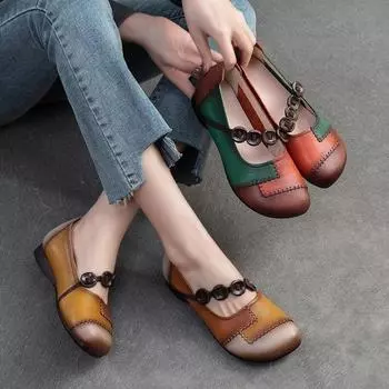 Johnature Удобные туфли из натуральной кожи на мягкой подошве на плоской подошве, повседневная женская обувь разных цветов