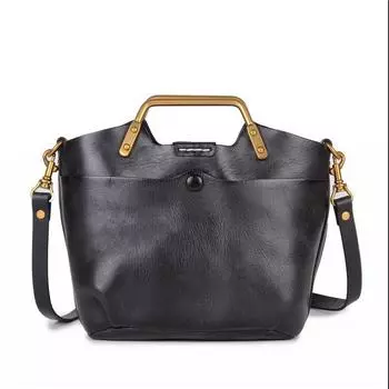 Johnature универсальная сумка из натуральной кожи, винтажная женская сумка из натуральной яловой кожи, однотонные сумки на плечо для отдыха, большие вместительные сумки чёрный
