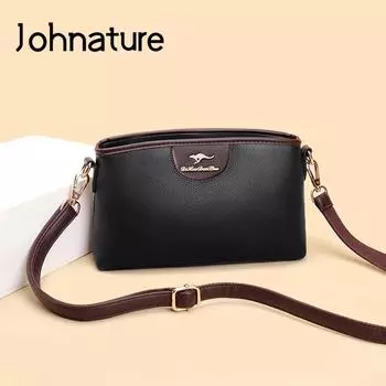 Johnature универсальная женская кожаная сумка для отдыха, однотонные женские ручные сумки, сумки на плечо и через плечо большой вместимости