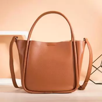 Johnature, универсальная женская сумка-мешок из натуральной кожи, повседневная однотонная сумка из коровьей кожи, сумки на плечо большой емкости