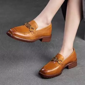 Johnature универсальные модные лоферы в британском стиле, женские туфли без шнуровки на низком каблуке, туфли-лодочки из лошадиной кожи в стиле ретро