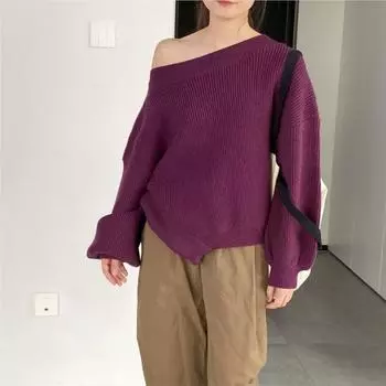 Johnature Утолщенный осенний женский свитер осень-зима повседневный простой однотонный свитер с рукавами-фонариками One Size чёрный