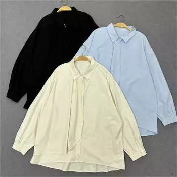 Johnature Весенняя японская однотонная нерегулярная свободная рубашка с длинным рукавом в стиле пэчворк для женщин One Size слоновая кость